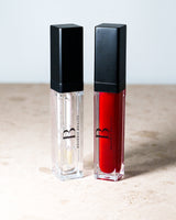 lip gloss with led light feature and mirror tinted and clear red