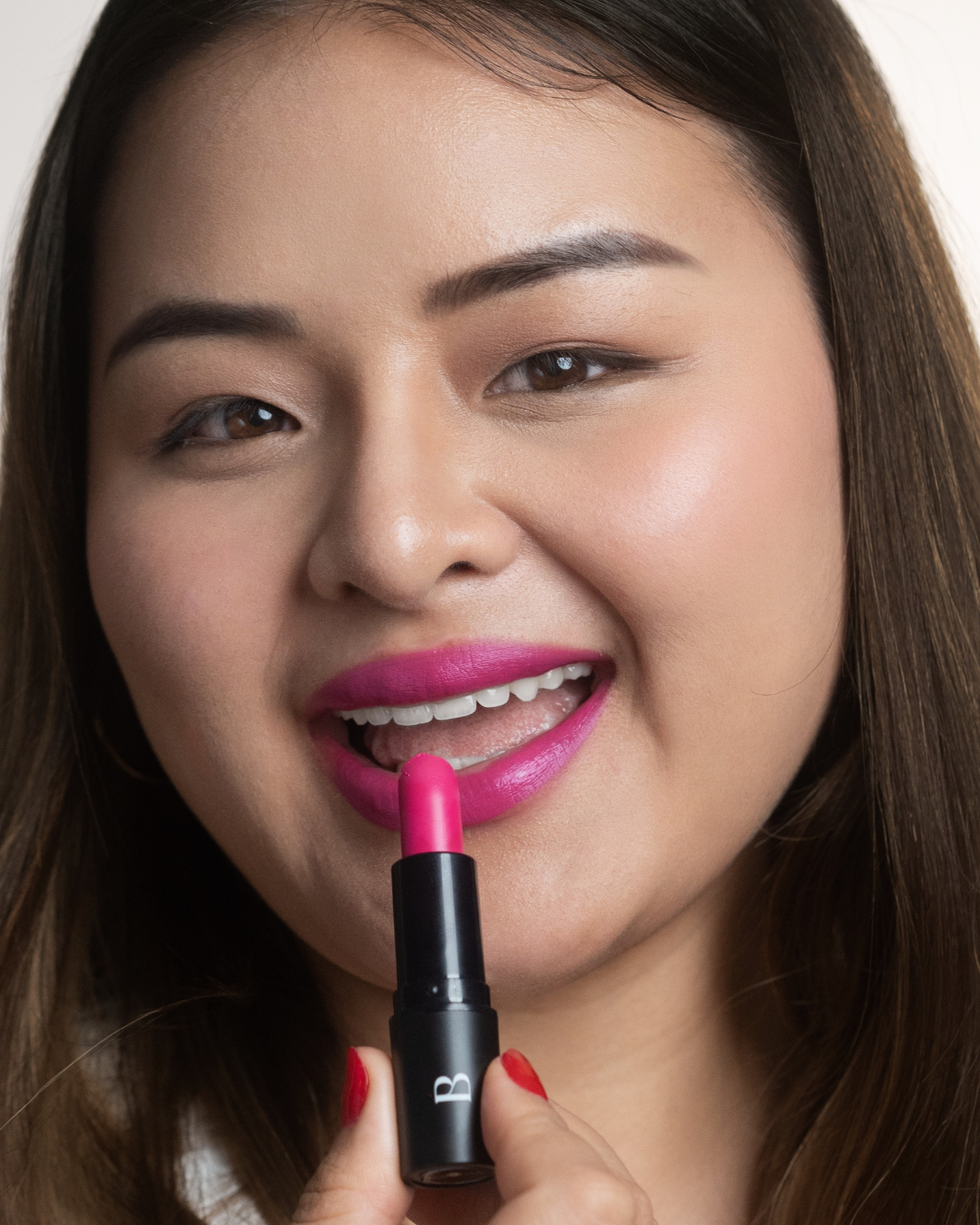 natural lipstick with creme and satin matte finish moisturing asian girl